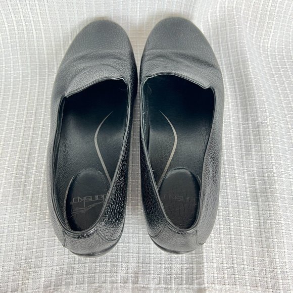 Dansko 40 Loafer Shoes Womens 9.5-10 Olivia Black Leather Slip On Wedge Embossed - Picture 4 of 13